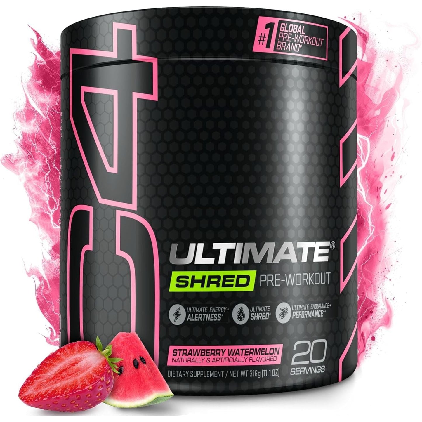 Cellucor C4 Ultimate Shred Pre Workout Powder, Strawberry Watermelon, 20 Servings