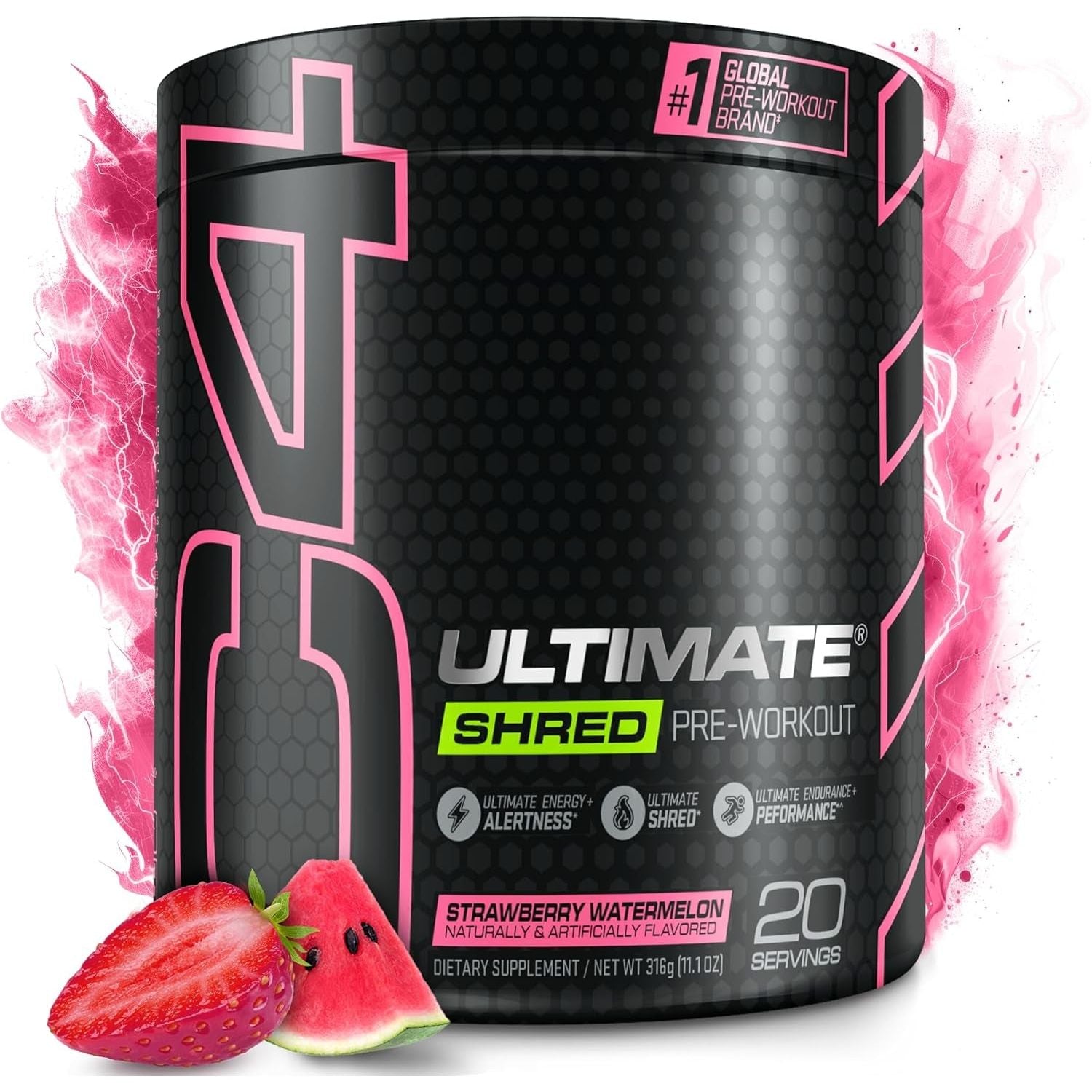 Cellucor C4 Ultimate Shred Pre Workout Powder, Strawberry Watermelon, 20 Servings