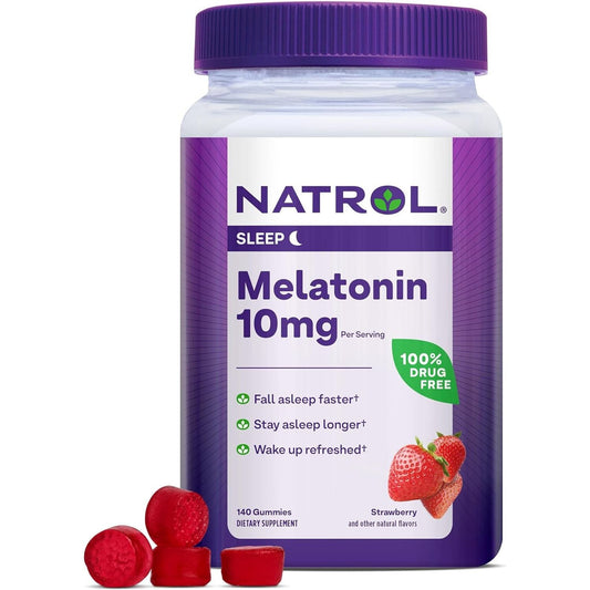 Natrol Melatonin Gummies, Sleep Support for Adults, 10 Mg Melatonin Supplement for Sleeping, 140 Gummies
