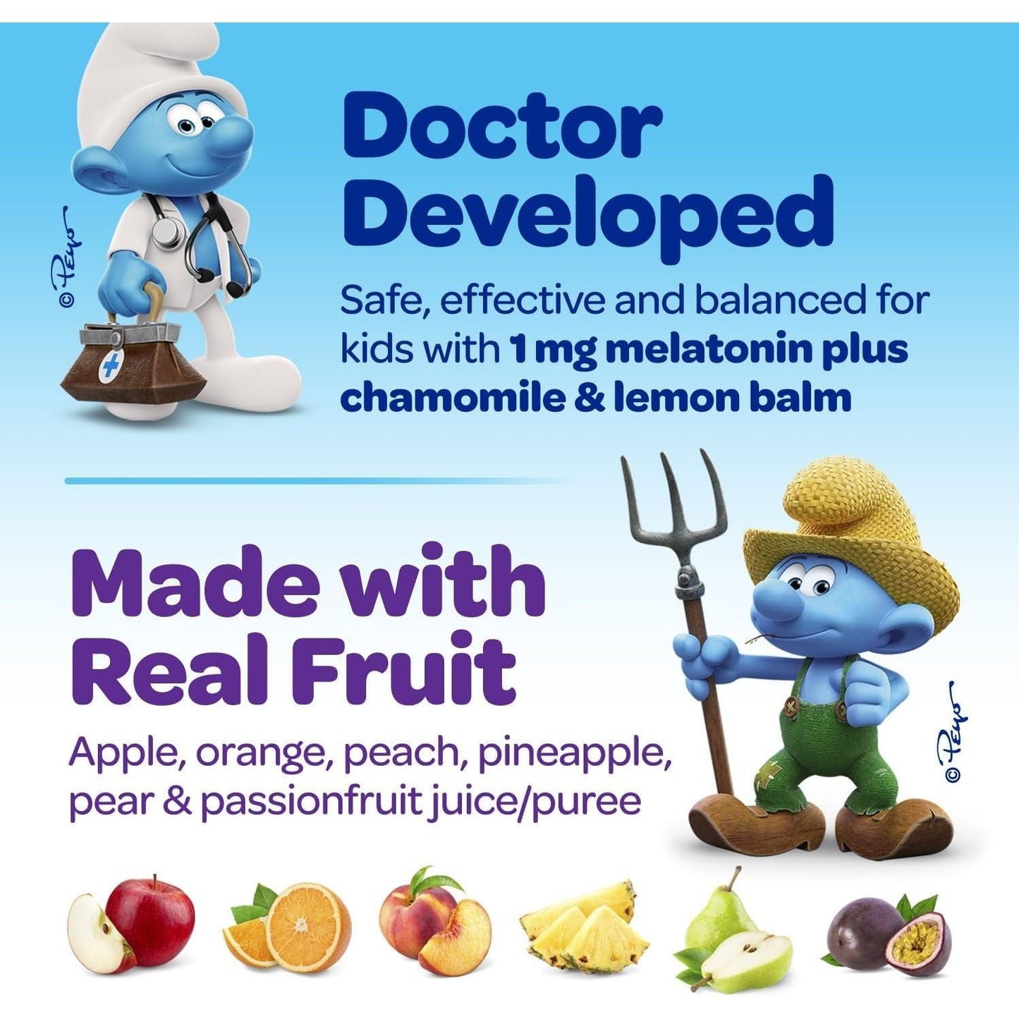 The Smurfs 1Mg Melatonin Gummies for Kids & Restful Sleep Age 3+ 50 Vegetarian Gummy