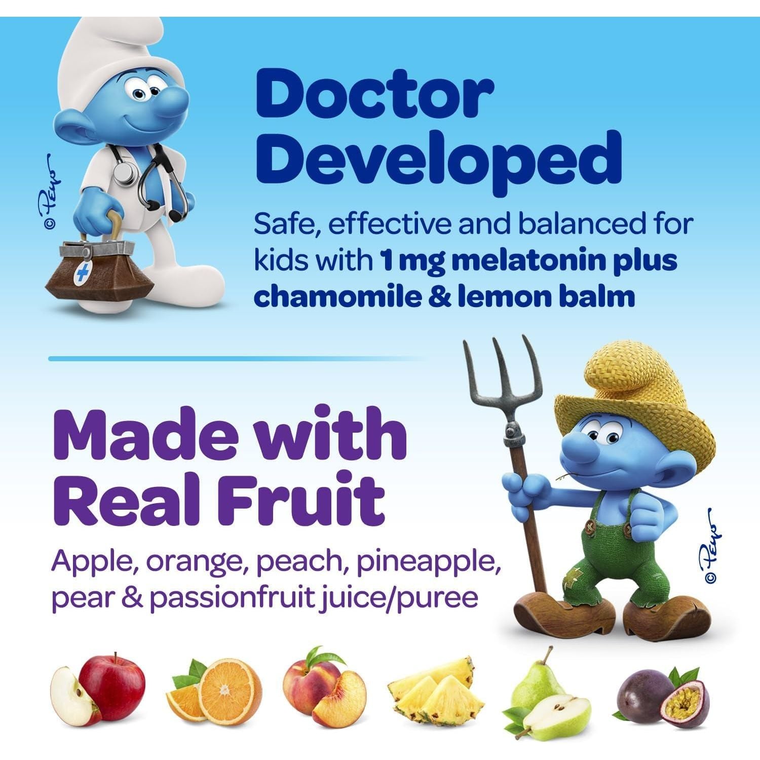 The Smurfs 1Mg Melatonin Gummies for Kids & Restful Sleep Age 3+ 50 Vegetarian Gummy