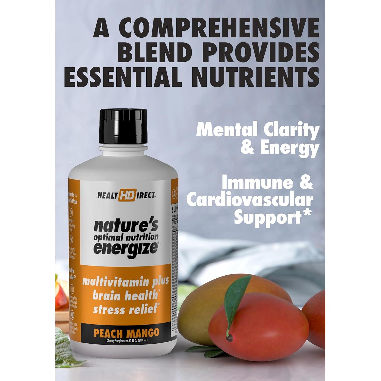 HEALTH DIRECT - Nature'S Optimal Nutrition Energize Liquid Multivitamin Superfood 30 Servings – Peach Mango