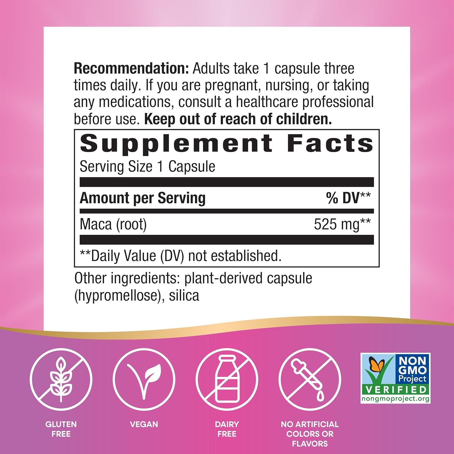 Nature'S Way Maca Root, Traditional Libido Support*, 525 Mg per Serving, 100 Vegan Capsules