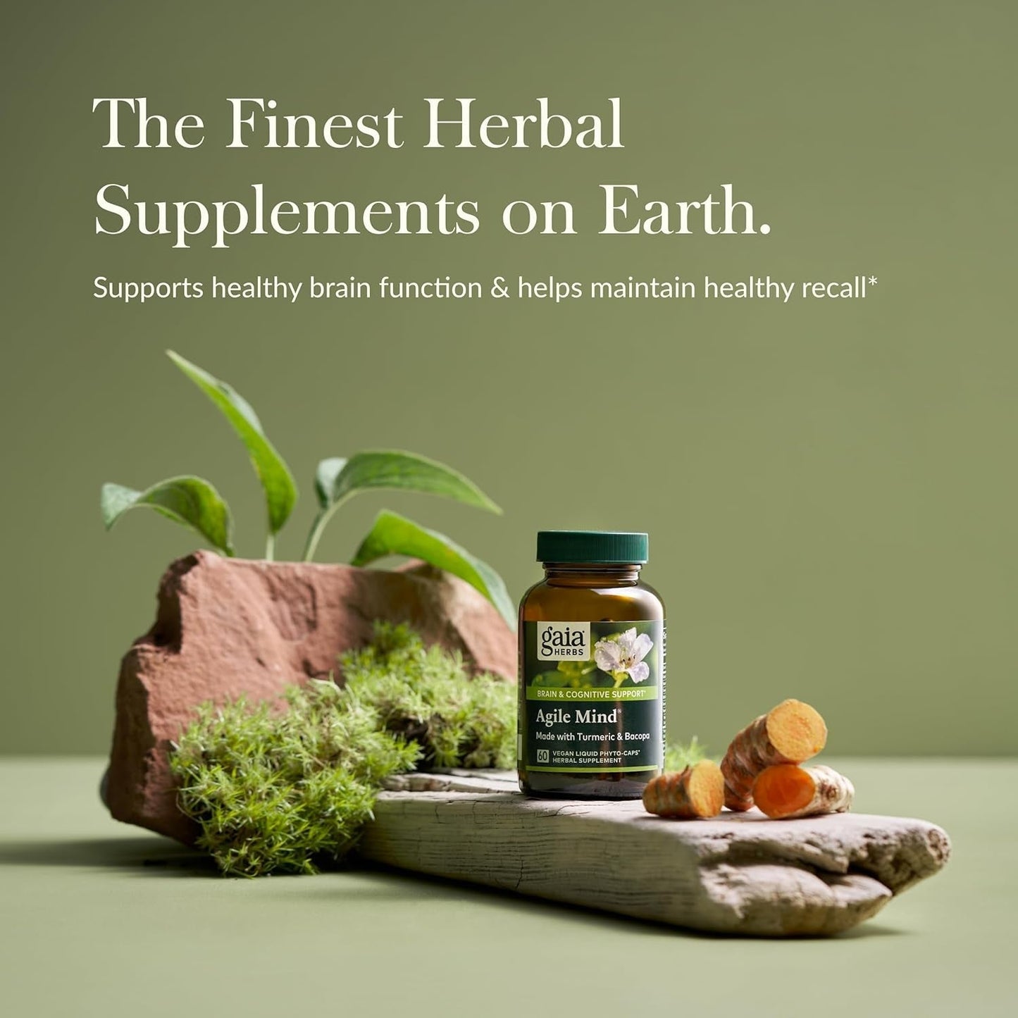 Gaia Herbs Agile Mind - Brain & Cognitive Support Herbal Supplements  60 Capsules