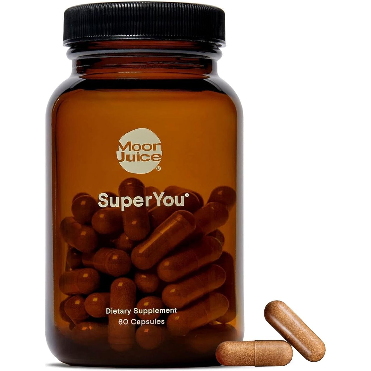 Moon Juice - Superyou -  (60 Capsules) - Energy, Mood & Focus - Cortisol Reducer - Reusable Glass Bottle 