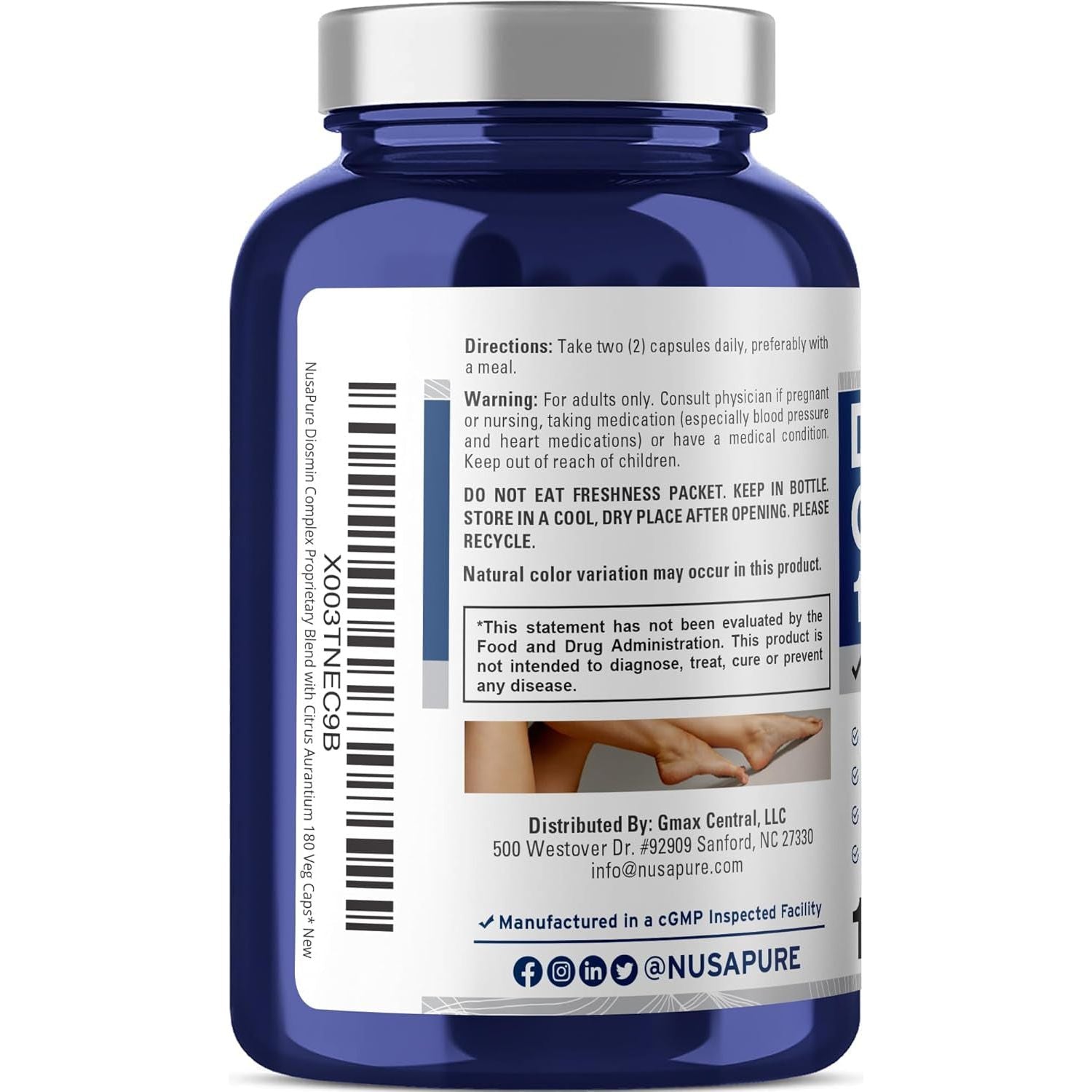 Nusapure Diosmin Complex 1,000Mg per Serving 180 Veggie Caps - Citrus Aurantium