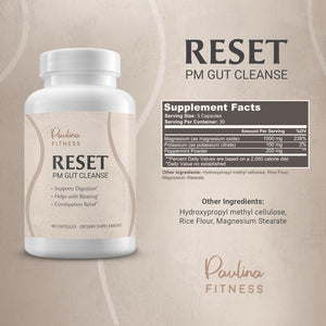 Paulina FITNESS Reset Overnight Digestive Aid, Bloating Relief, & Gut Health Supplement 90 Capsules