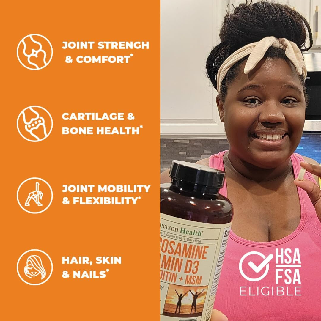 Glucosamine Chondroitin with Vitamin D3, Boswellia, MSM & Bromelain - Joint Health Supplement 120 Tablets