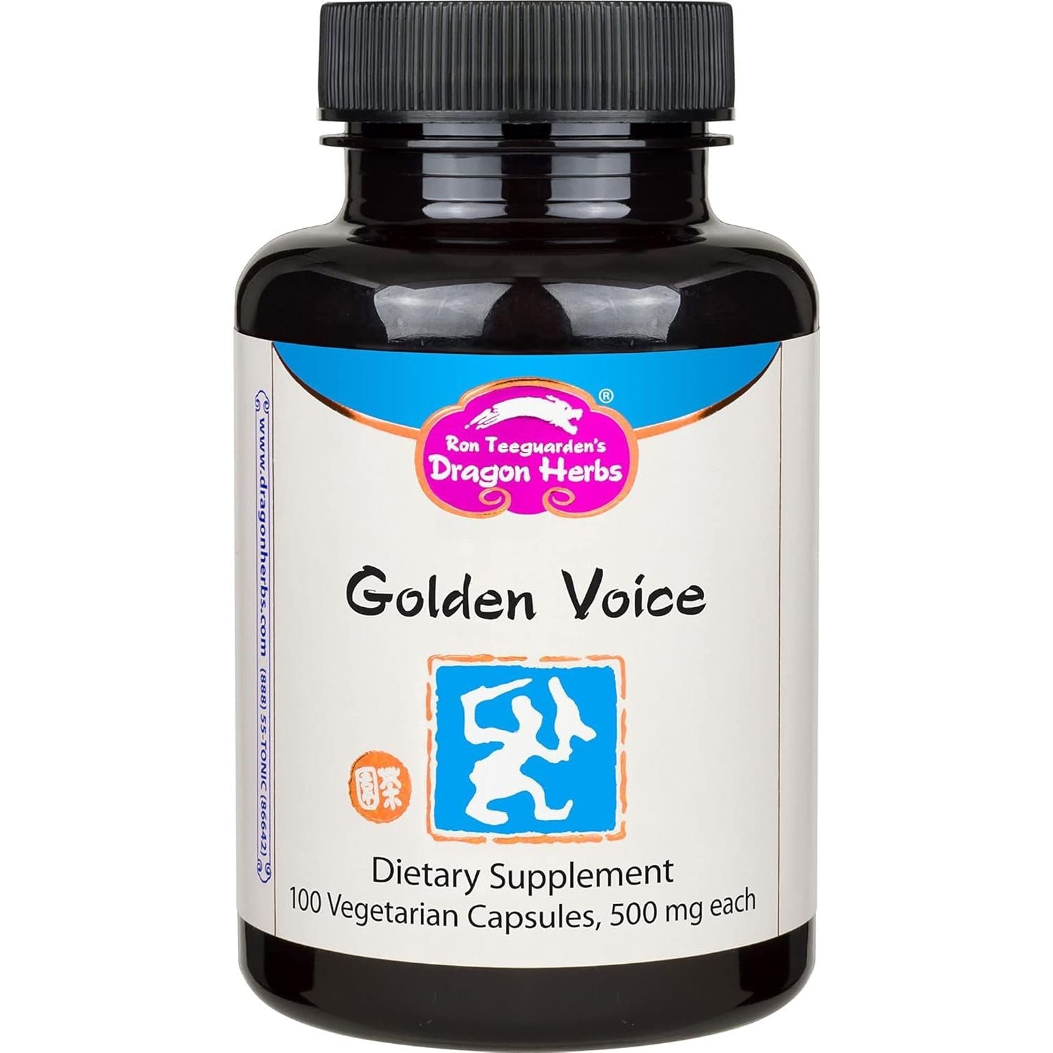 Dragon Herbs - Golden Voice Capsules - 100 Capsules, 500 Mg Each