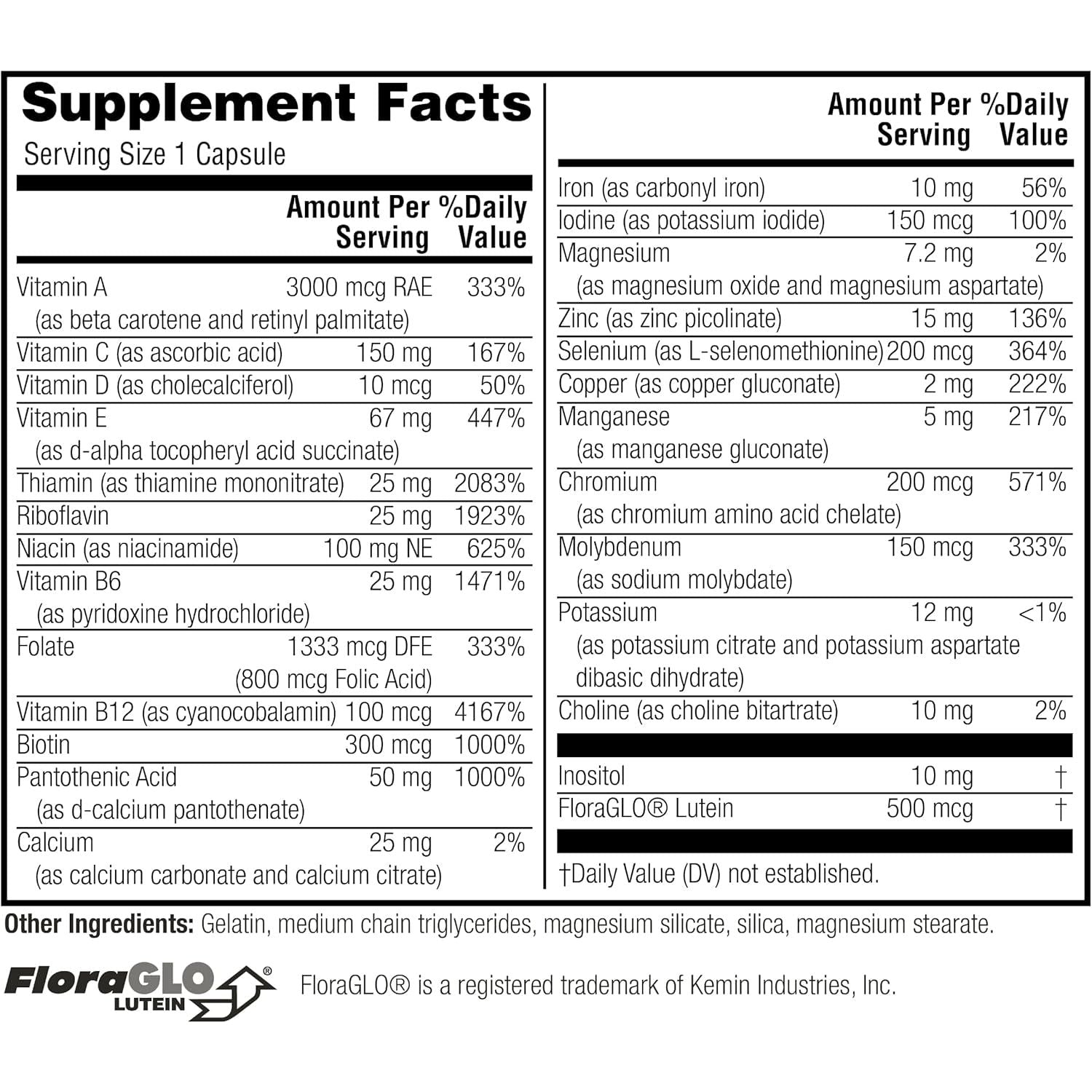 Twinlab Daily One Caps with Iron - Nutritional Supplement with Iron, Zinc, B Vitamins, and More - 60 Capsules