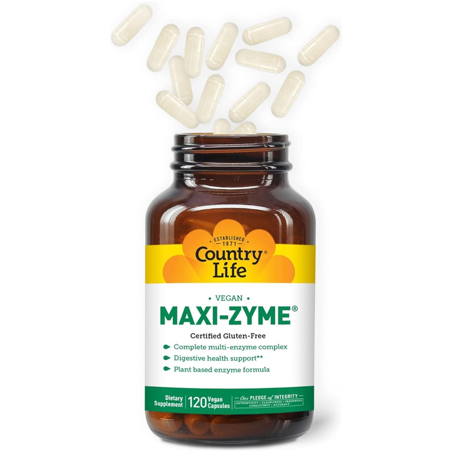 Country Life - Maxi-Zyme, Digestive Enzyme Complex - 120 Vegetarian Capsules