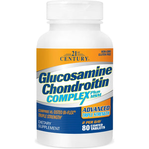21St Century Glucosamine and Chondroitin, Advanced 3X Tablets, 80 Count