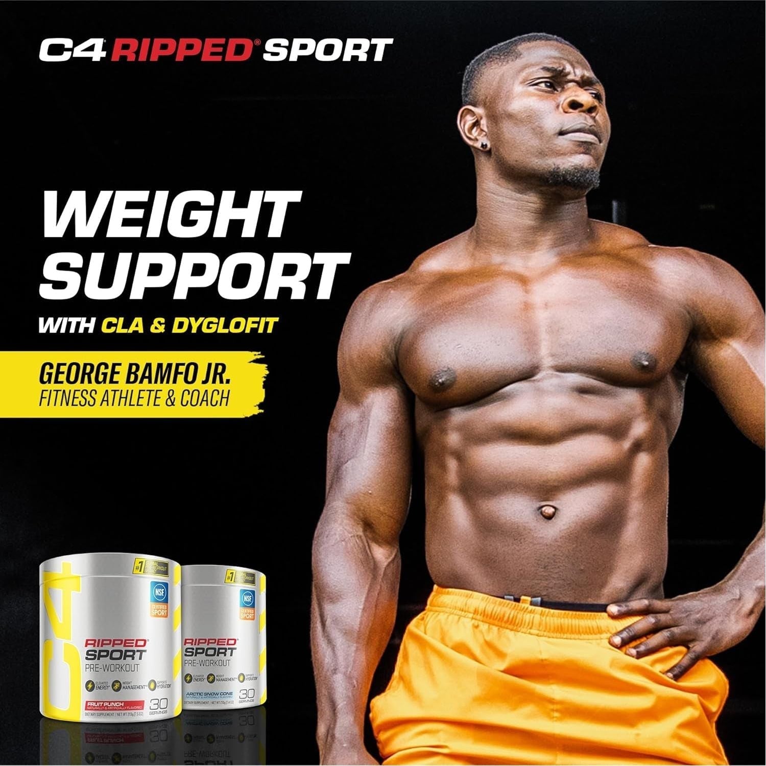 C4 Ripped Sport Pre Workout Powder Arctic Snow Cone - 135Mg Caffeine + Weight Loss - 30 Servings