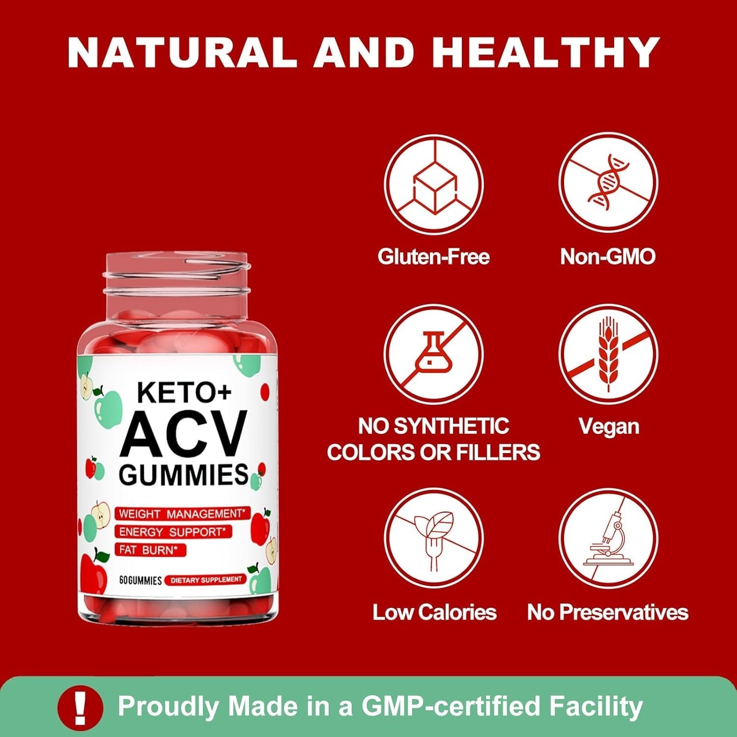 Keto ACV Gummies Advanced Weight Loss - Rapid Fat Burning, Detox & Improved Immunity 60 Gummies