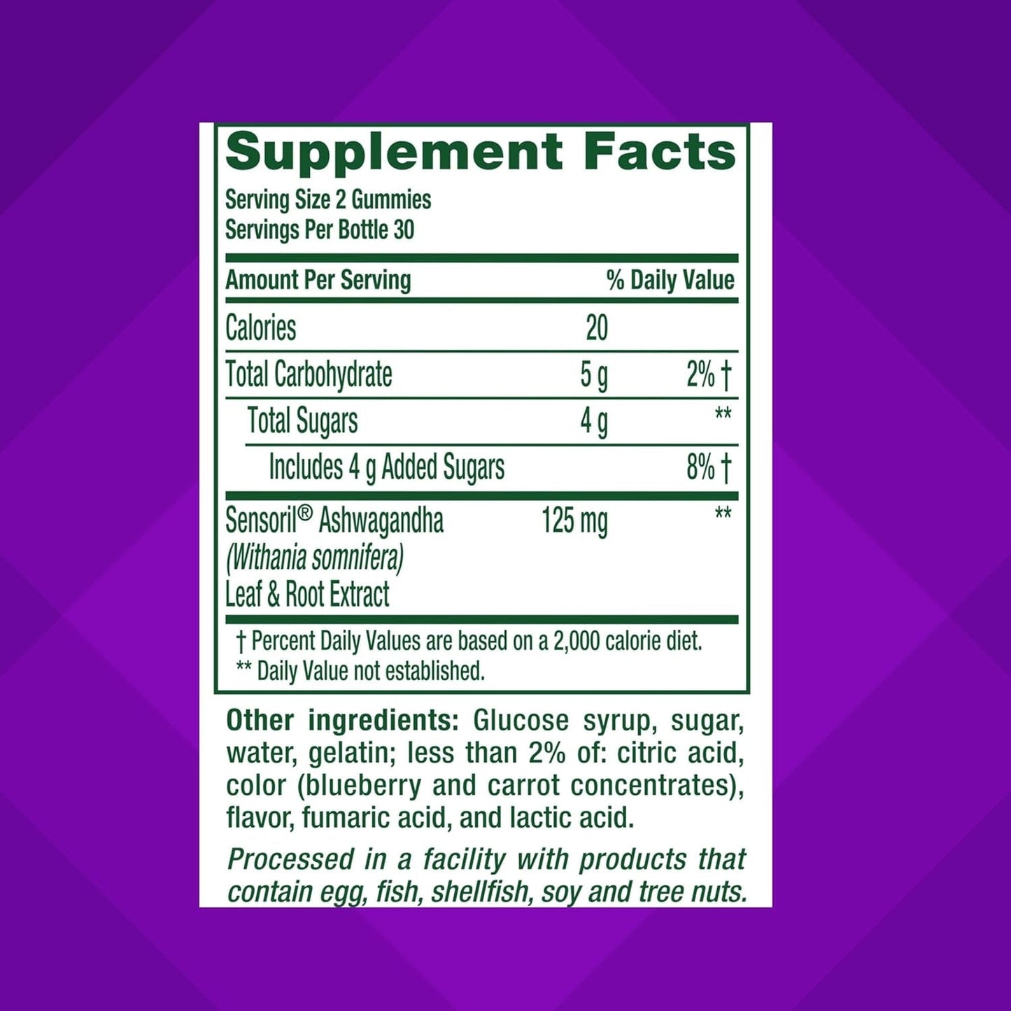 Vitafusion Ashwagandha Gummies –Clinically Shown Adaptogen Sensoril Ashwagandha 125Mg– Help Manage Stress 60 Count