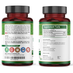 Organic Aura Moringa Leaf Capsules 1500Mg - Boosts Metabolism, Energy, Health, & Stamina