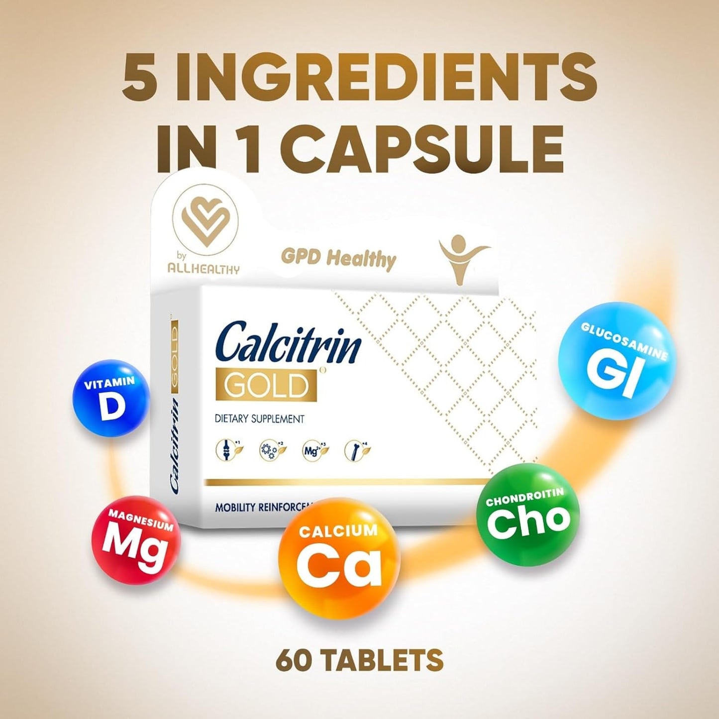 Calcitrin Gold Dietary Supplement, Mobility Reinforcement, 60 Tablets