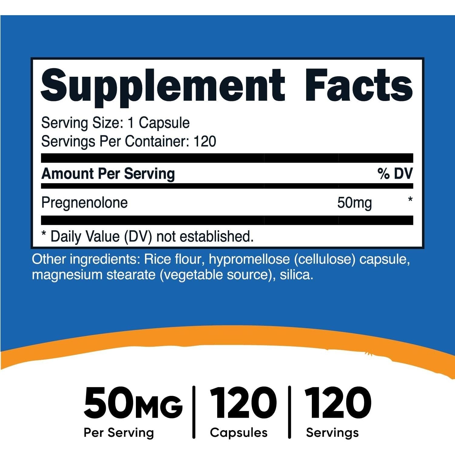 Nutricost Pregnenolone 50Mg, 120 Capsules - Non-Gmo, Gluten Free, Vegetarian Capsules