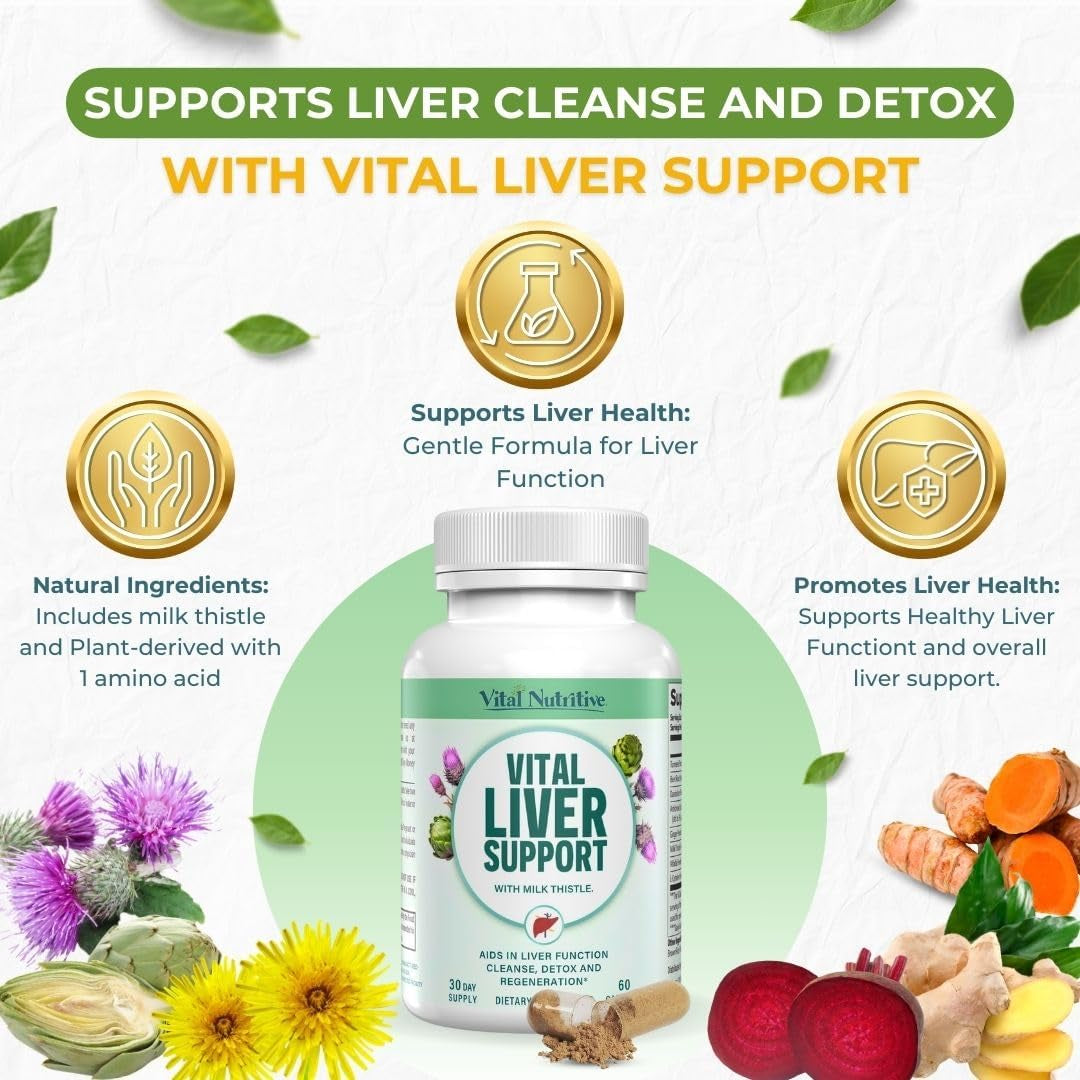 Vital Liver Support - Premium Liver Cleanse & Repair Formula with Milk Thistle