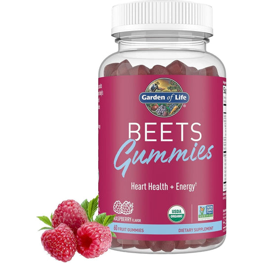 Garden of Life Organic Beet Root Gummies Made from Pectin with Antioxidants for Heart Health & Energy, Raspberry, 30 Servings