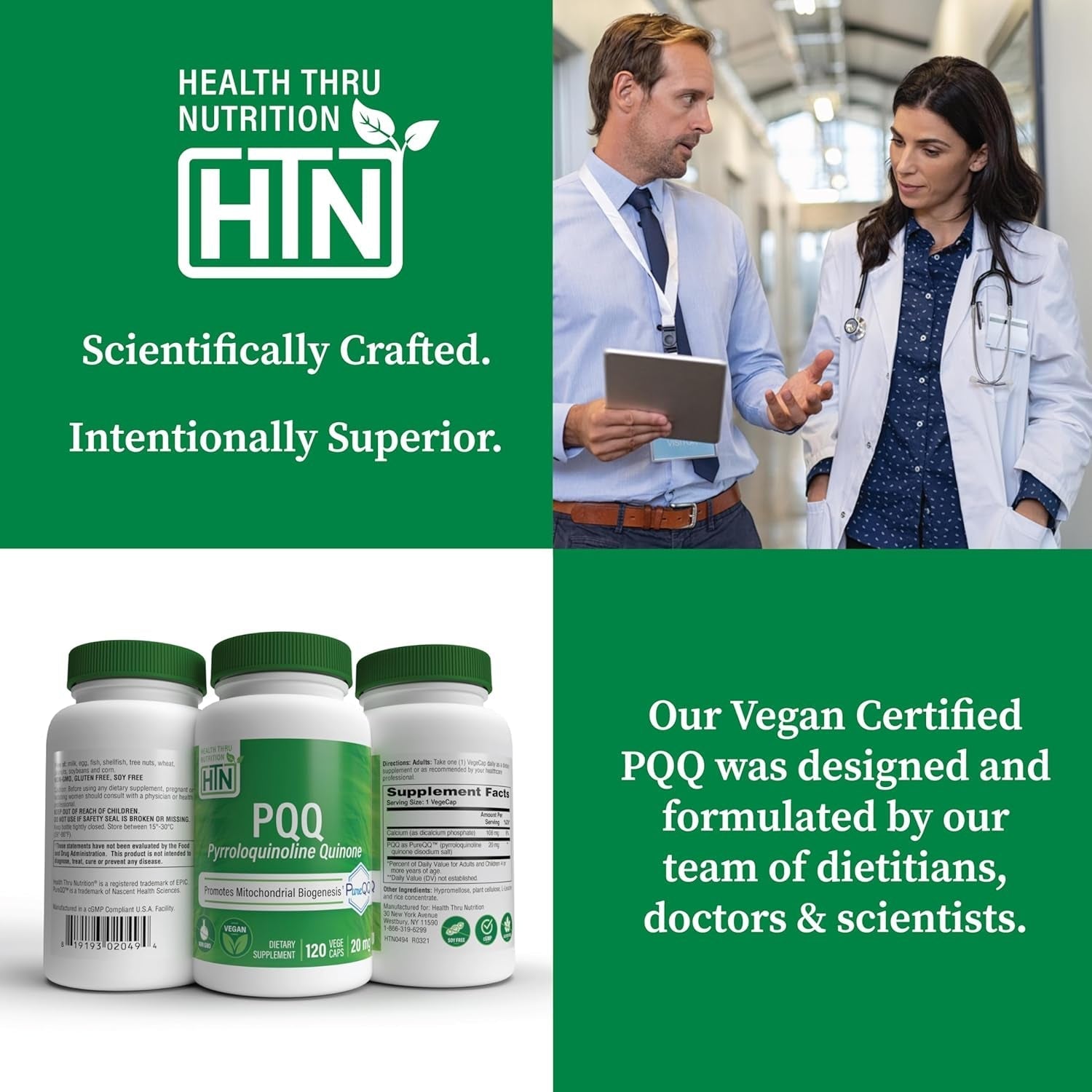 Health Thru Nutrition PQQ 20Mg | Promotes Mitochondrial Biogenesis 120 Servings