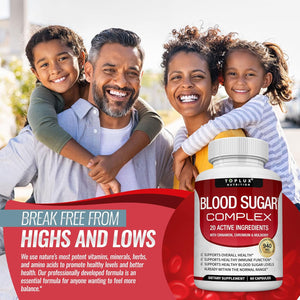 Blood Sugar Complex Supplement - Supports Healthy Blood Sugar Levels Already within Normal Range 60 Capsules