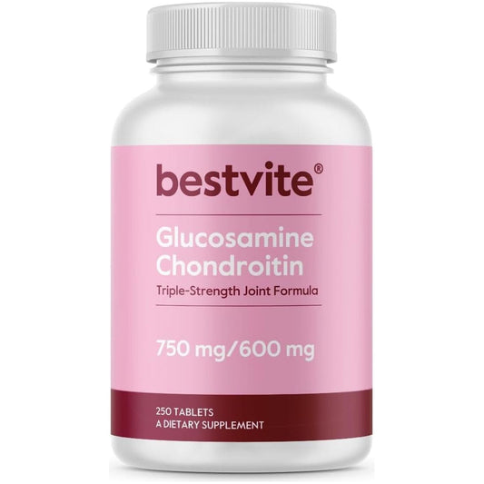 BESTVITE Glucosamine & Chondroitin Sulfate 750/600 Triple Strength (250 Tablets) - Joint Support