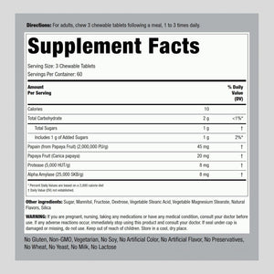 Piping Rock Papaya Enzymes Chewable | 180 Tablets | Vegetarian Digestion Formula