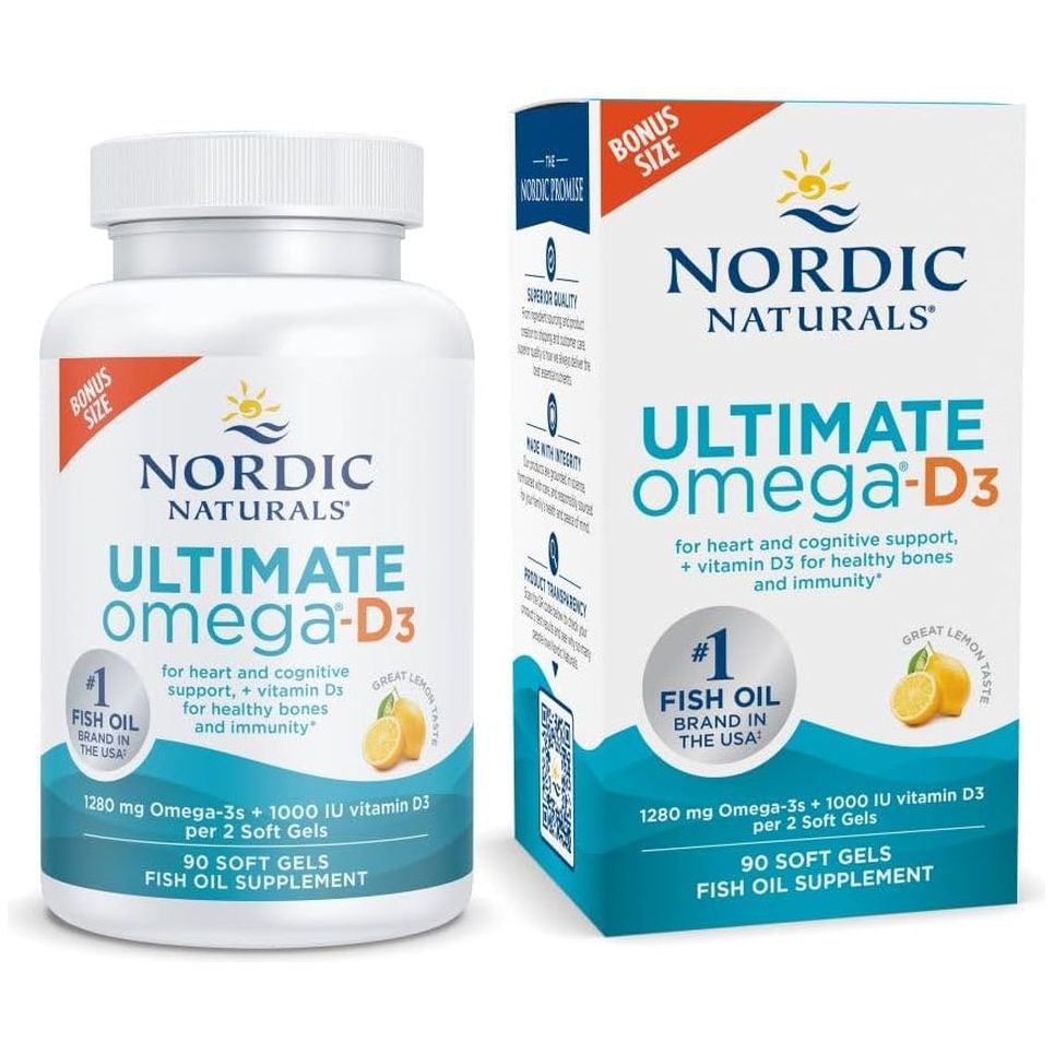 Nordic Naturals Ultimate Omega-D3, Lemon Flavor - 1280 Mg Omega-3 + 1000 IU Vitamin D3 (90 Soft Gels)