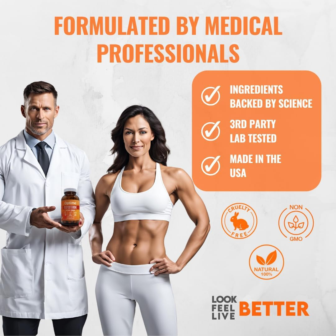 Testosterone Booster Supplement with Tongkat Ali, Tribulus, Fenugreek, Ashwagandha, Maca, Boron, Zinc, VIT D, DAA - 90 Capsules