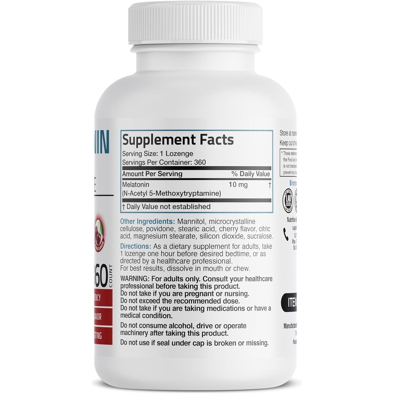 Bronson Melatonin 10Mg Fast Dissolve Cherry Flavored Tablets 360 Count