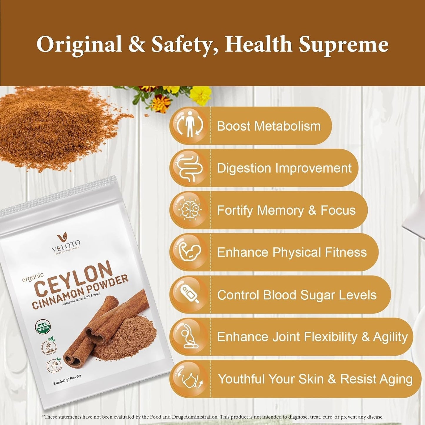 Ceylon Cinnamon Powder Organic Cinnamon Powder, 2Lb