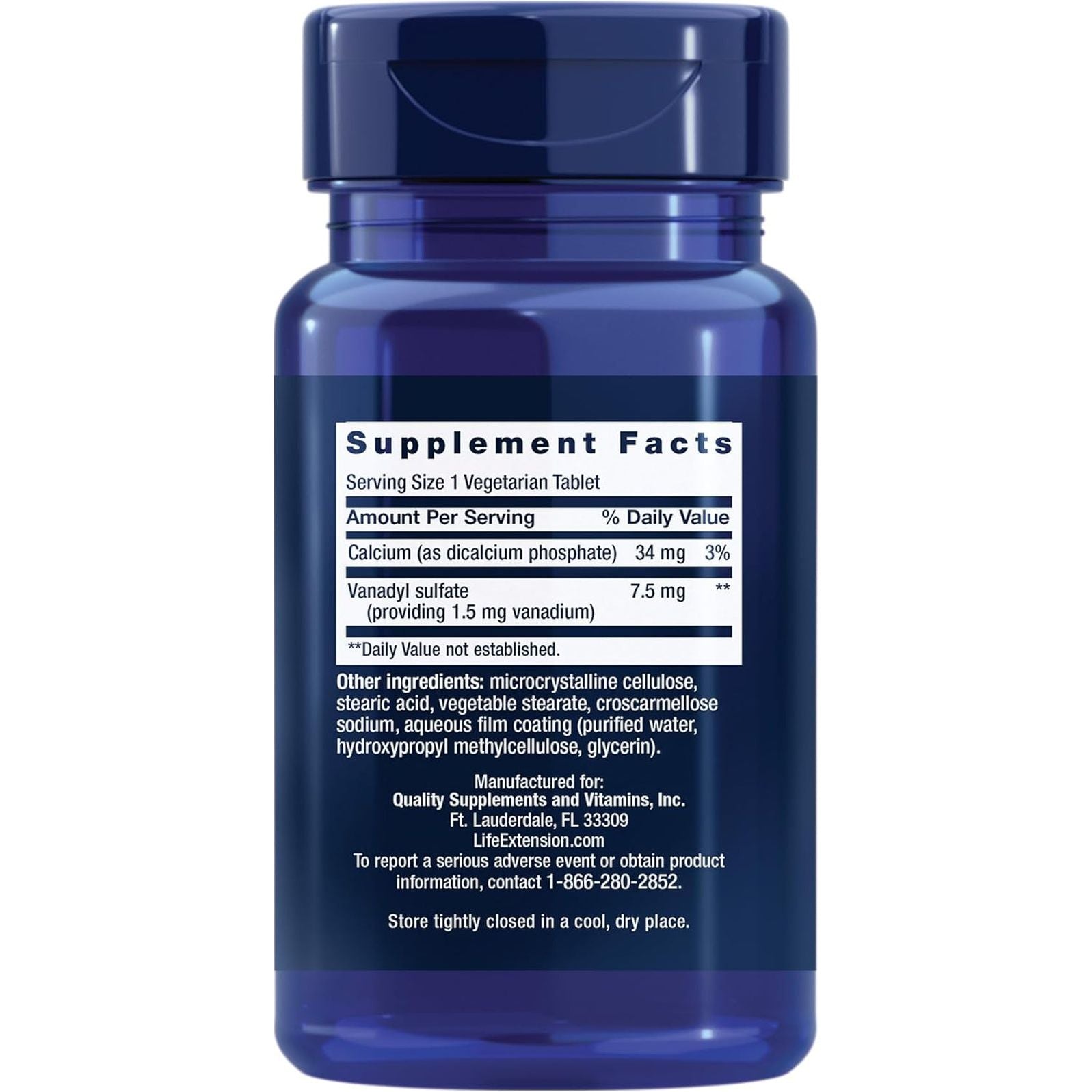 Life Extension Vanadyl Sulfate, Trace Mineral, Vanadium, Healthy Glycemic Balance, 100 Tablets