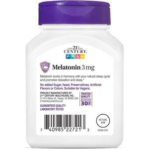 21St Century Melatonin 3 Mg Tablets, 200 Count - Suppviv