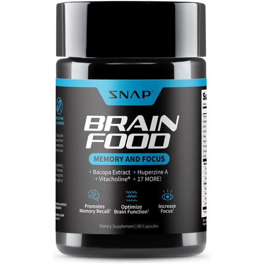Snap Supplements Brain Booster Nootropics Supplement for Memory, Focus & Clarity, 60 Capsules
