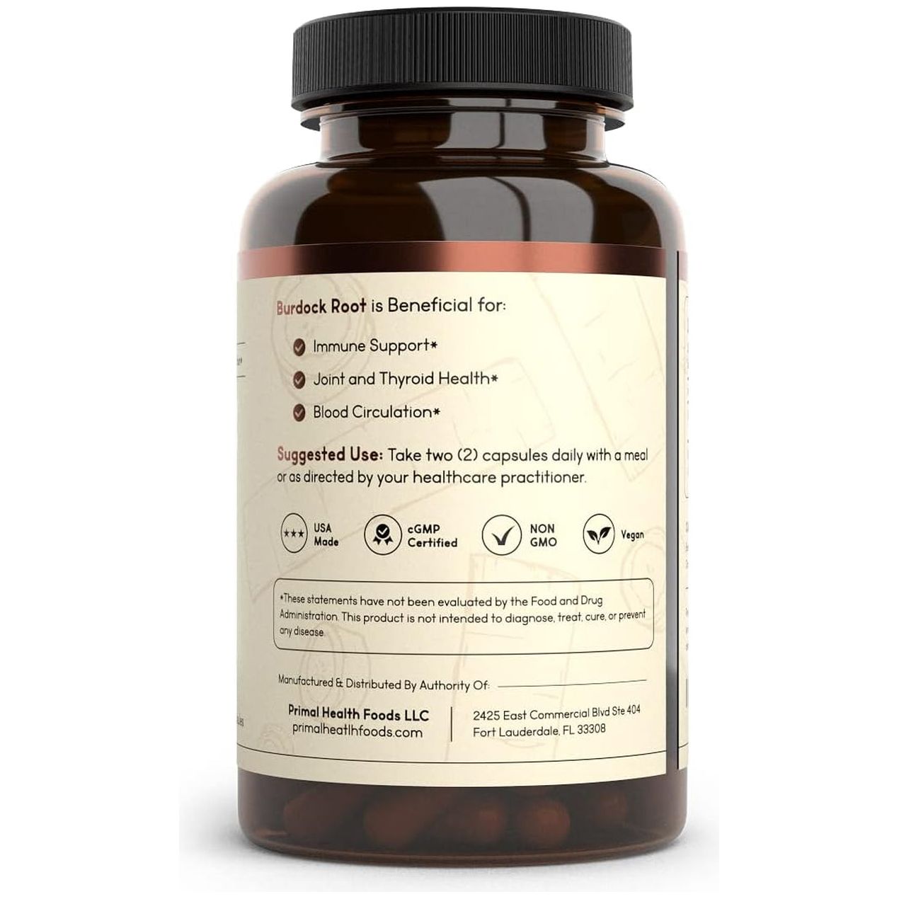 Organic Burdock Root Capsules 1000 Mg - Circulation, Blood, Immune, Thyroid, Skin and Joint Support 60 Servings