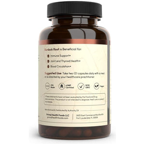 Organic Burdock Root Capsules 1000 Mg - Circulation, Blood, Immune, Thyroid, Skin and Joint Support 60 Servings