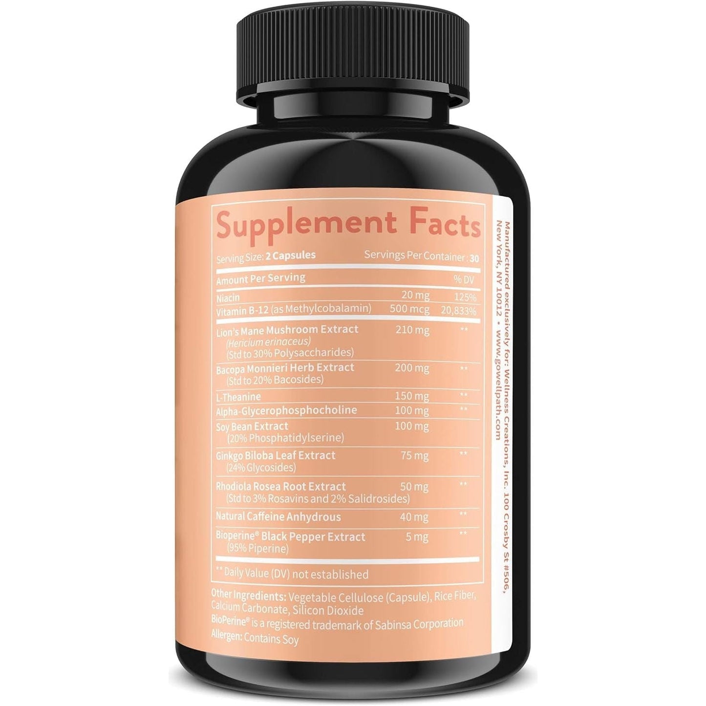 Wellpath Mind Brain Supplement for Memory and Focus with Lion'S Mane, Ginkgo Biloba & More (60 Count)