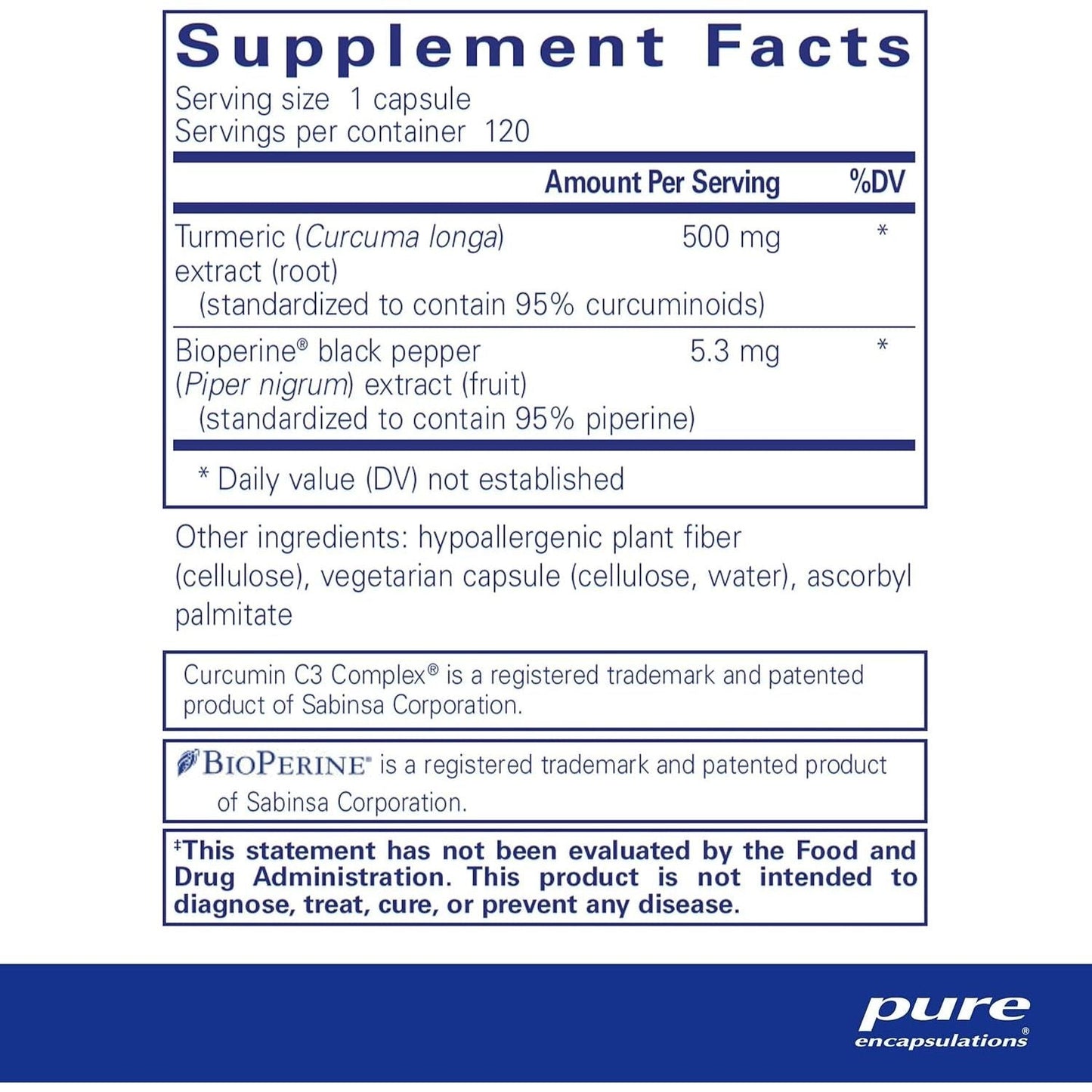 Pure Encapsulations Curcumin 500 with Bioperine to Support Joints, Tissue, Liver, Colon & Cellular Health* -120 Capsules