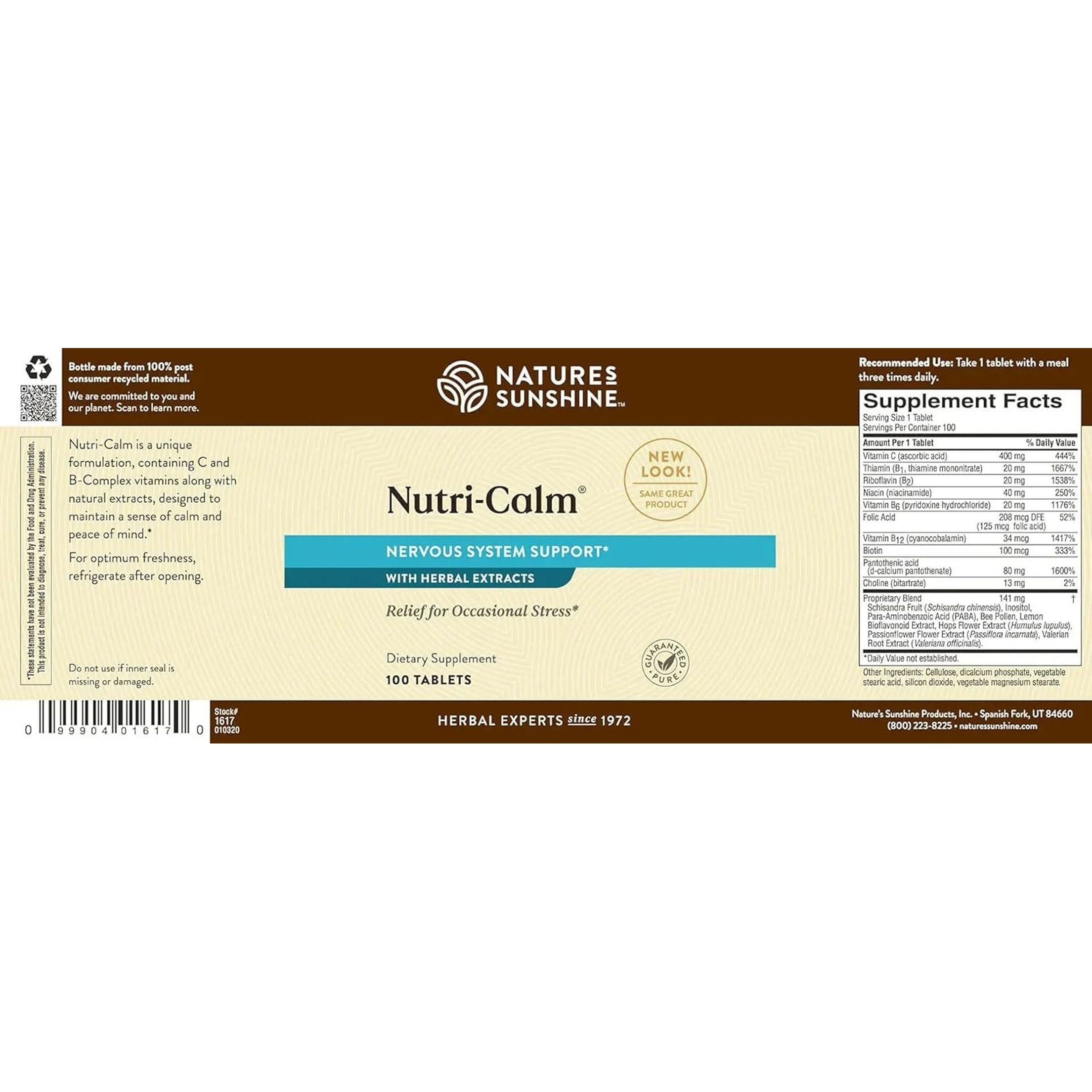 Nature'S Sunshine Nutri-Calm- Herbal Stress Relief and Sleep Aid Supplement 100 Count