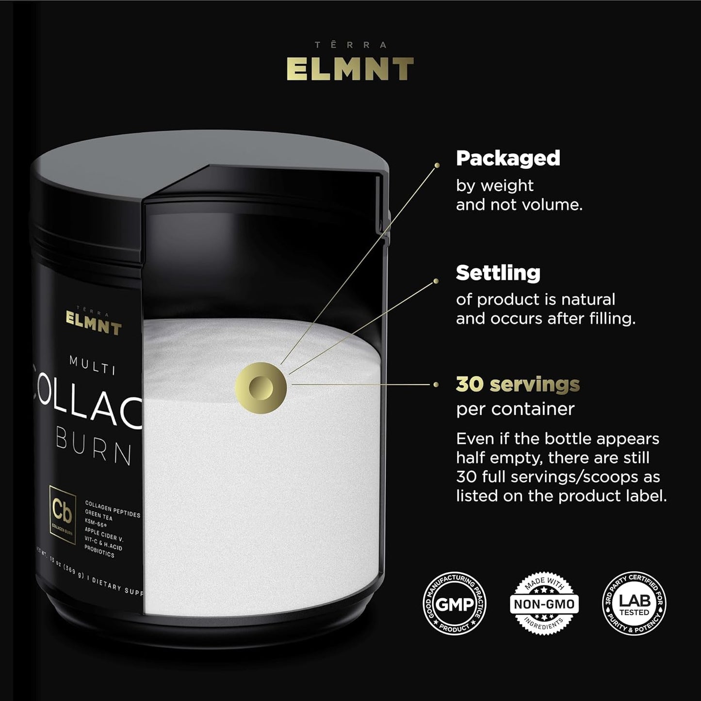 ELMNT Super Collagen Powder for Women Weight Loss + Beauty W. Probiotics, Hyaluronic Acid, ACV, KSM-66, Biotin (Unflavored)