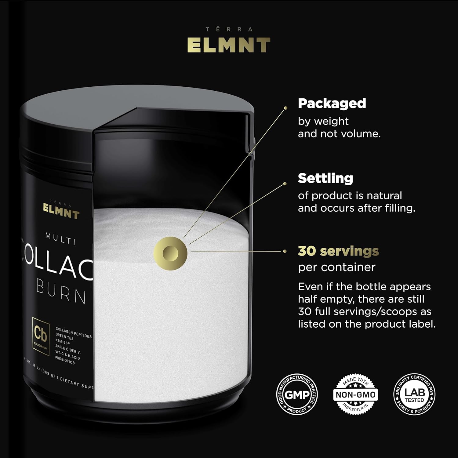 ELMNT Super Collagen Powder for Women Weight Loss + Beauty W. Probiotics, Hyaluronic Acid, ACV, KSM-66, Biotin (Unflavored)