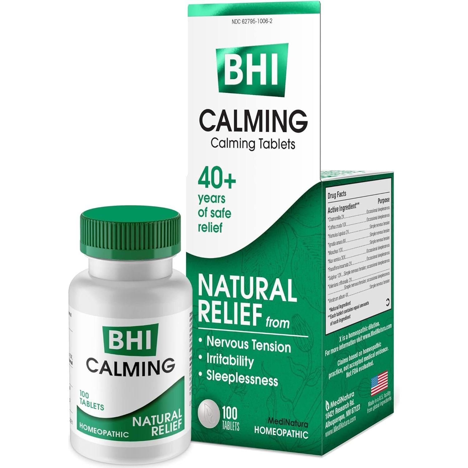 BHI Calming Stress Relief Support Calm Mood & Sleep - Relax Mind & Body 100 Tablets