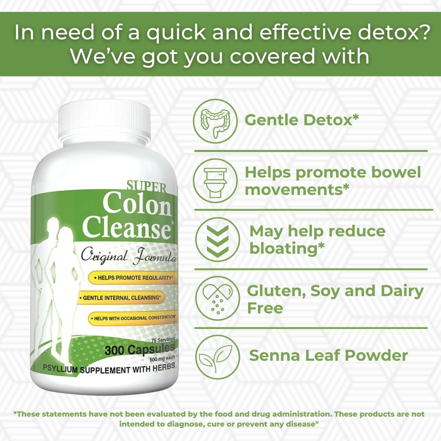 Health plus Super Colon Cleanse Original Formula 300 Capsules, 6 Cleanses