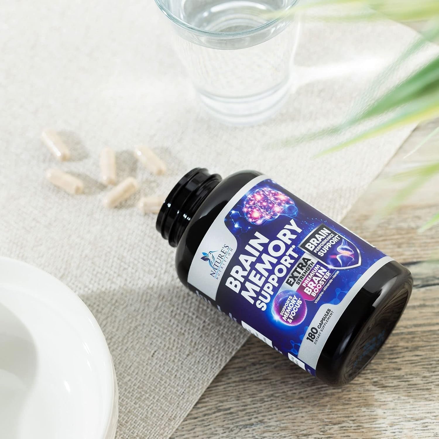 Brain Supplements for Memory and Focus - 40 Nootropics & Vitamins to Support Mental Alertness, Clarity & Concentration 180 Capsules