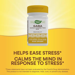 Nature'S Way GABA Gamma-Aminobutyric Acid, Supports Brain Health*, 60 Capsules