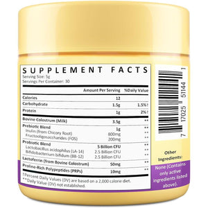 Colostrum Powder Supplement 5,000 Mg with Prebiotics, Probiotics, Lactoferrin & PRP, 30 Servings.