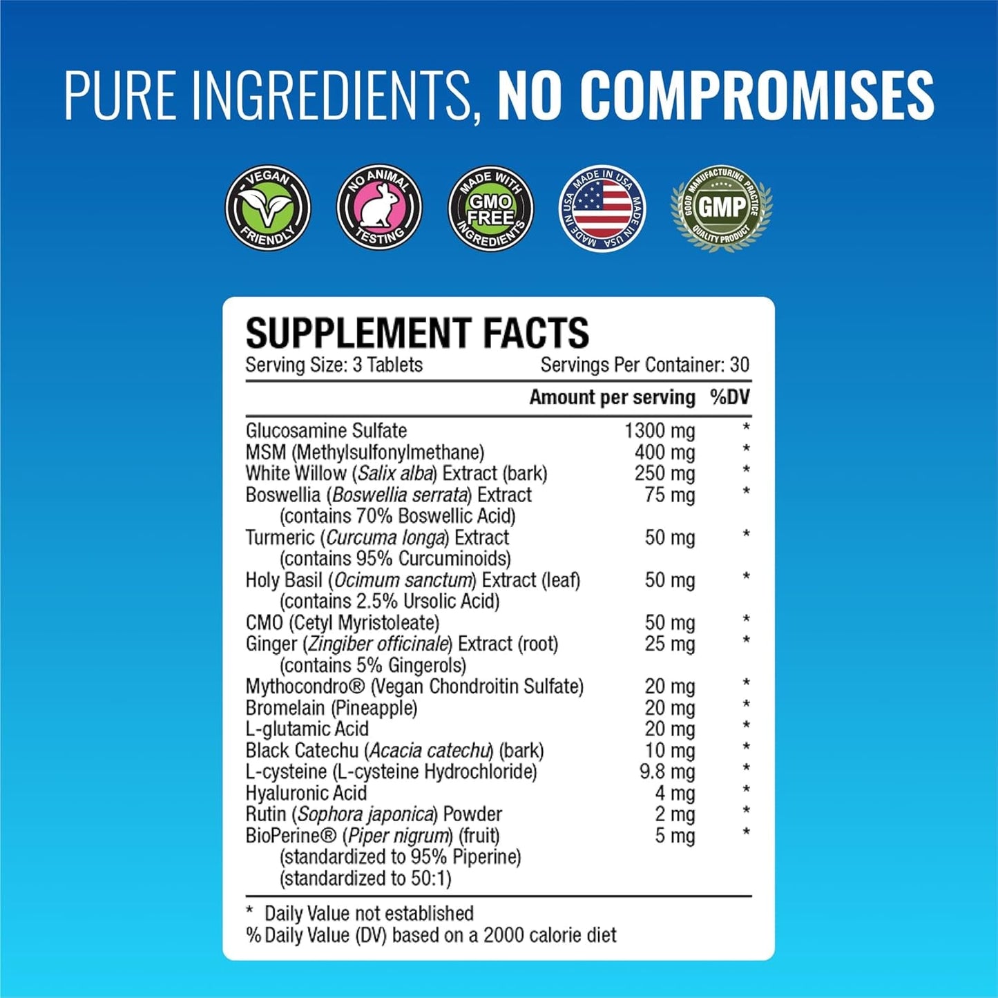 Approved Science Jointprin - Glucosamine, MSM, Chondroitin, Turmeric, Boswellia, Bioperine - 90 Tablets - 1 Month Supply