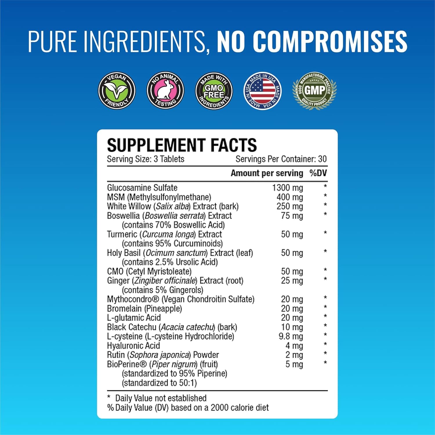 Approved Science Jointprin - Glucosamine, MSM, Chondroitin, Turmeric, Boswellia, Bioperine - 90 Tablets - 1 Month Supply