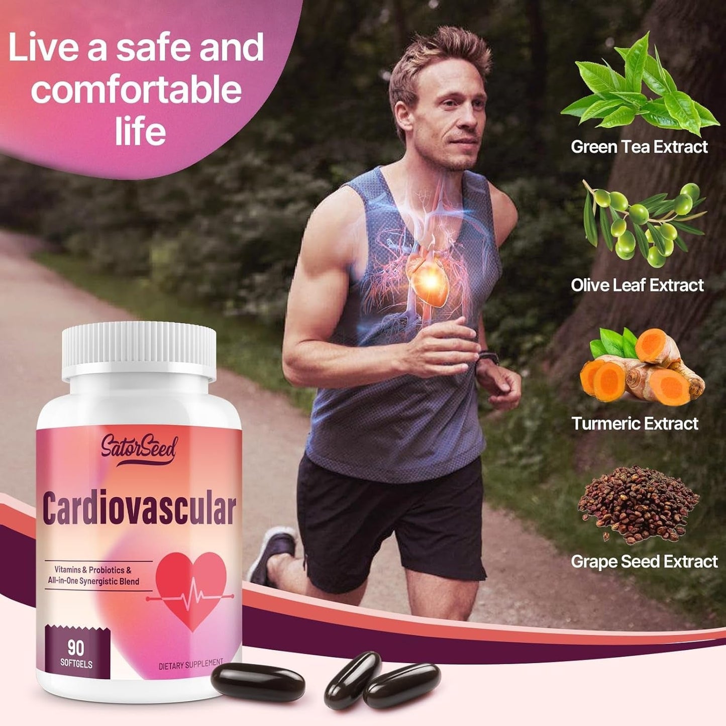 Cardiovascular Supplement 3000Mg – Vitamins, Probiotics, Omega-3, and Coq10 – 90 Softgels